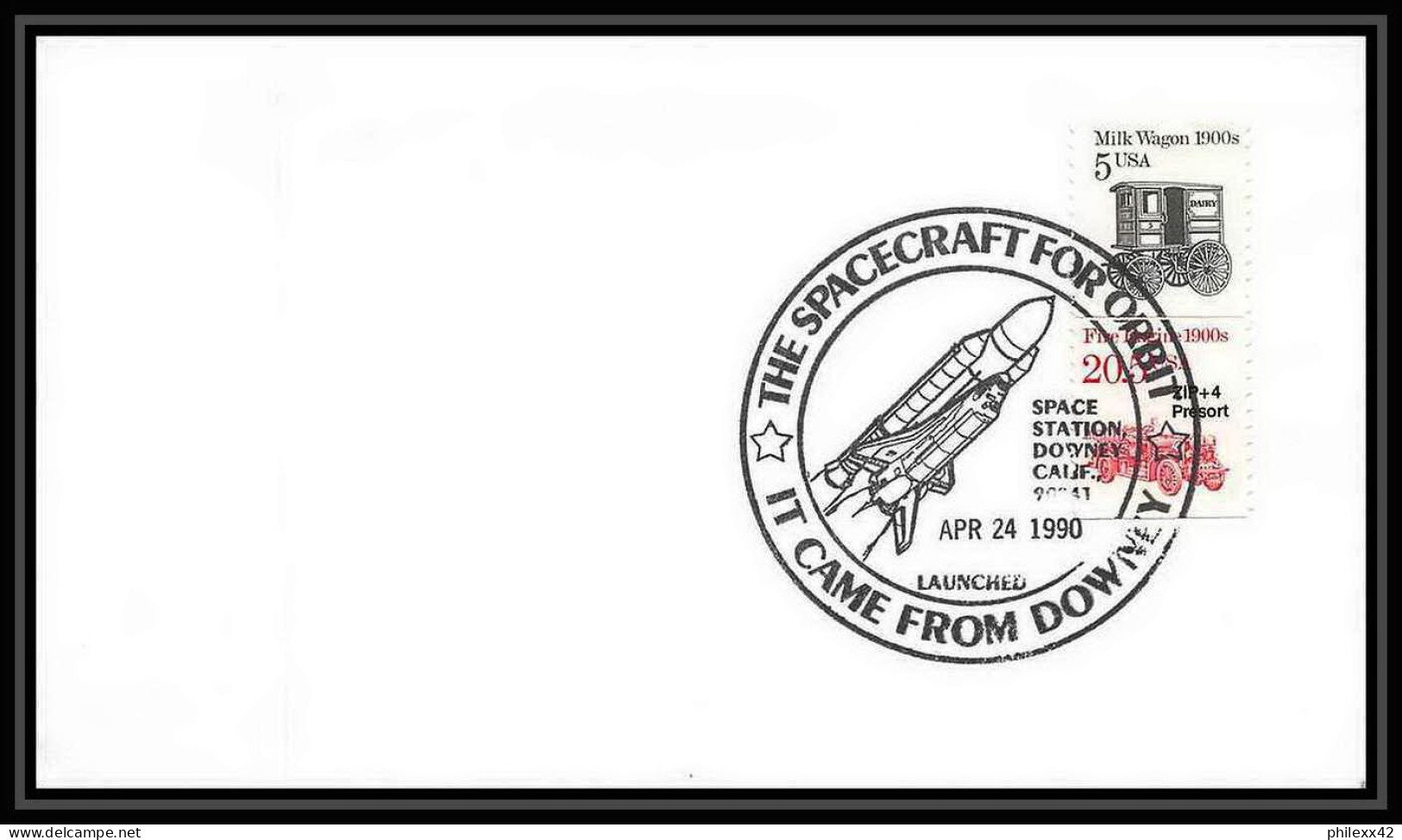 10101/ Espace (space Raumfahrt) Lettre (cover Briefe) 24/4/1990 Sts-31 Launch Shuttle (navette) Downey USA - Stati Uniti