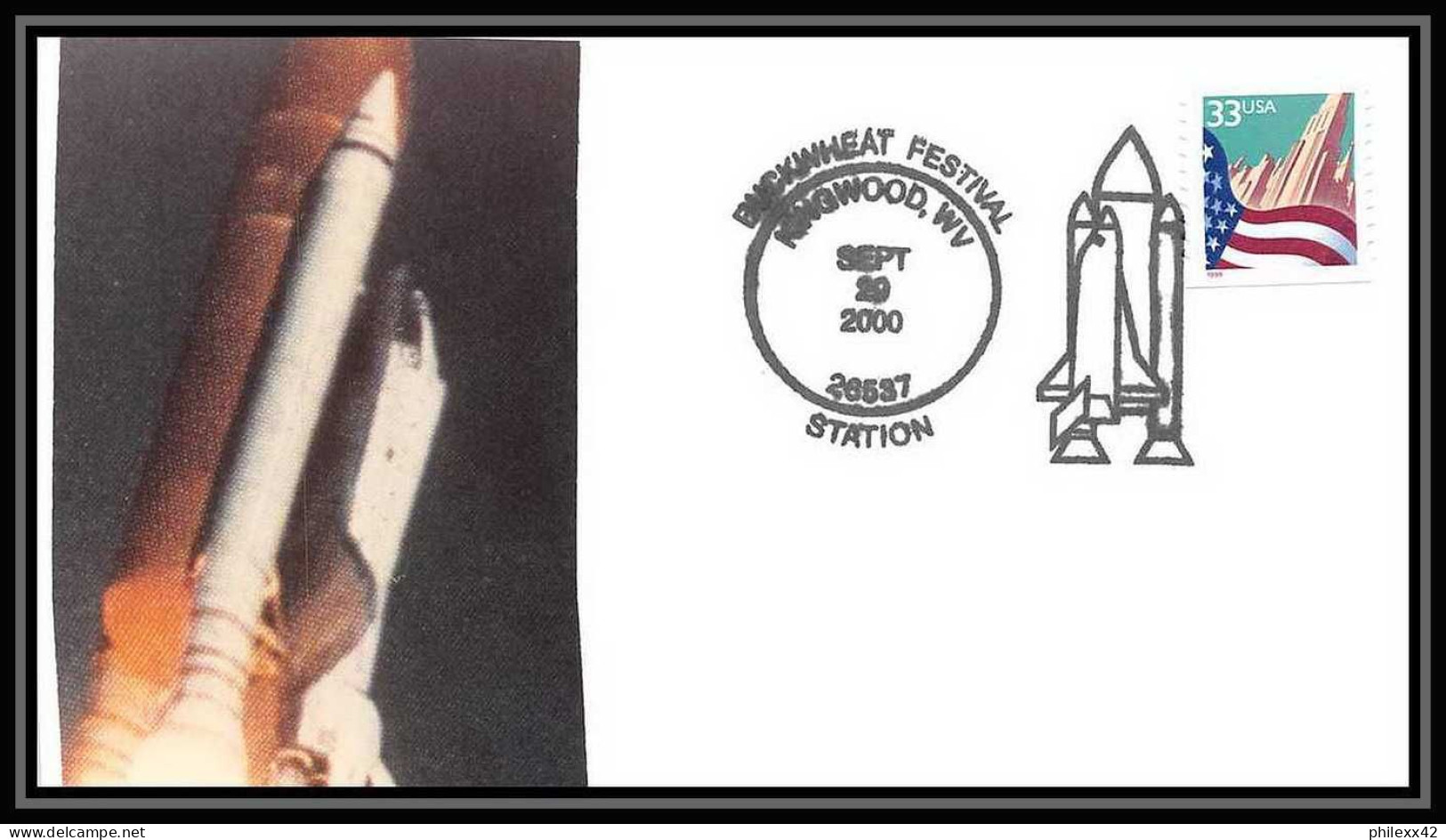 10986/ Espace (space Raumfahrt) Lettre (cover Briefe) 29/9/2000 Buckwheat Festival Shuttle (navette) USA - Verenigde Staten