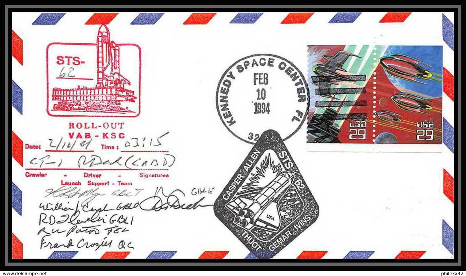 10934/ Espace (space) Lettre (cover) Signé (signed Autograph) 10/2//1994 Sts-62 Columbia Shuttle (navette) USA - USA