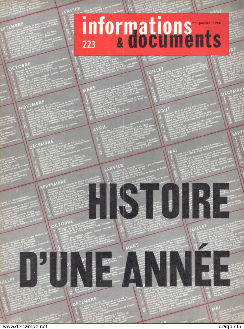 Revue Diplomatique Informations & Documents N° 223 - Janvier 1966 - Histoire D'une Année - History