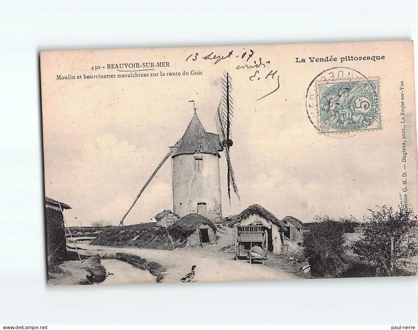 BEAUVOIR SUR MER : Moulin Et Bourrinettes Maraîchines Sur La Route Du Gois - Très Bon état - Beauvoir Sur Mer