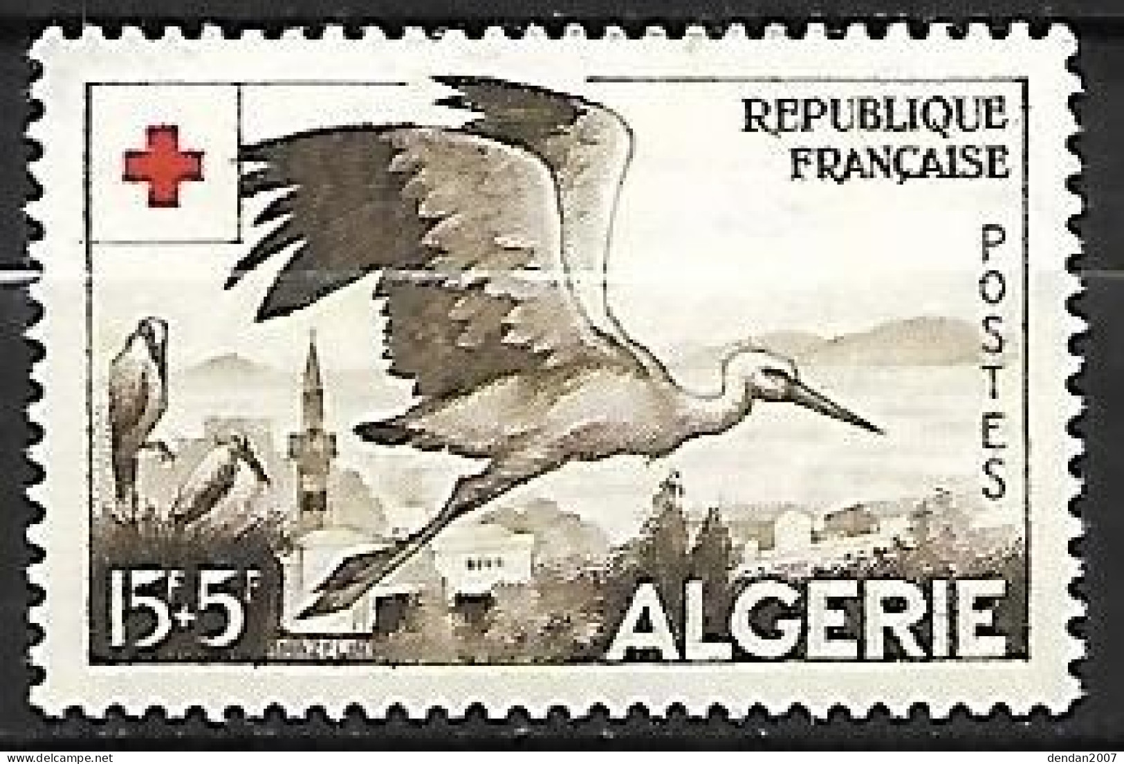 Algeria - 1957 Red Cross MNH ** -  White Stork  -  Ciconia Ciconia - Owls