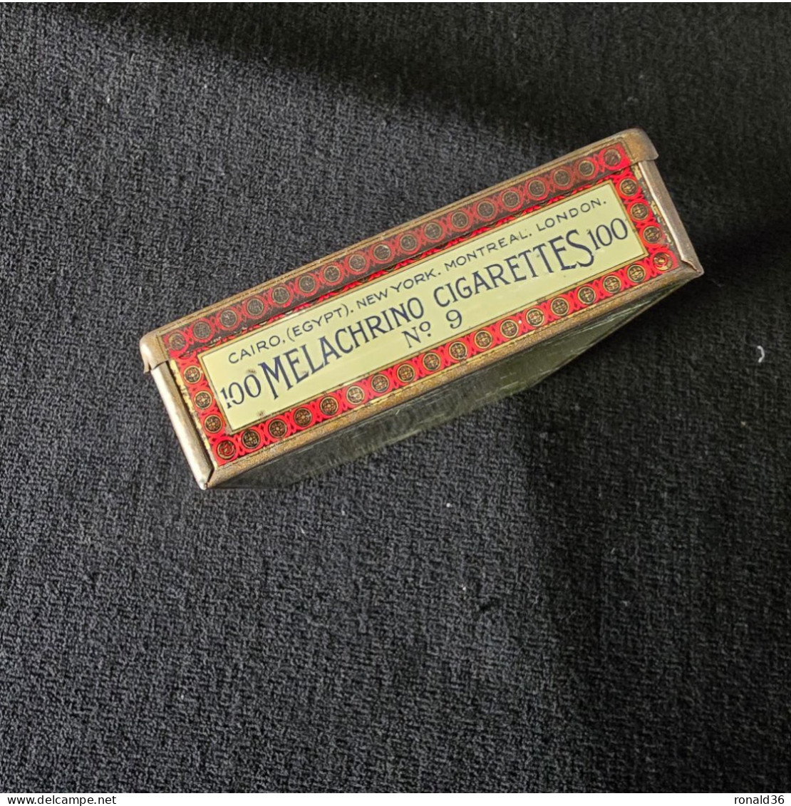 Ancienne BOITE Fer Lithographiée Publicitaire CIGARETTE Cigarettes M MELACHRINO & Co Londres Le Caire Shanghai New York - Sigarettenkokers (leeg)