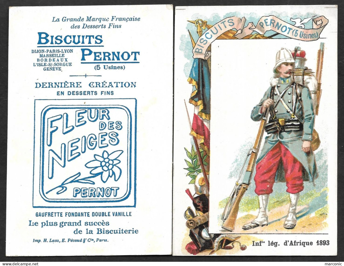 Chromo BISCUITS PERNOT, Militaria - INFANTERIE Lég. D'AFRIQUE 1893 - Pernot