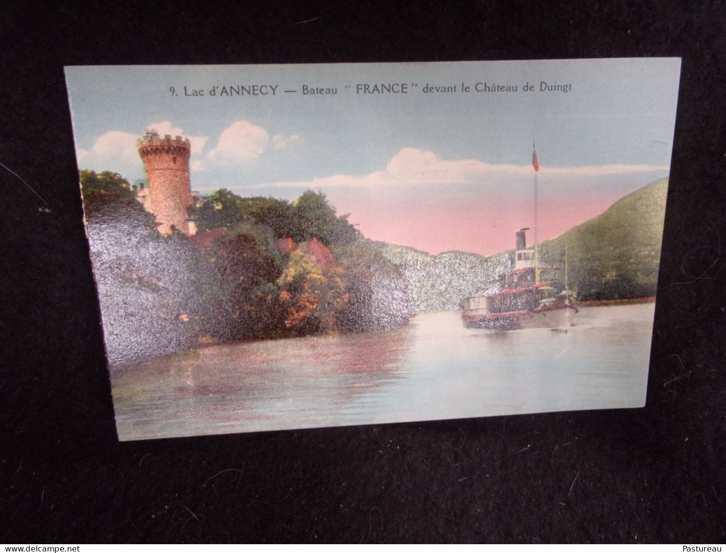Lac D ' Annecy .Bâteau " France "  Devant Le Château De Duingt .Vers 1910 . Pariot , Photographe à Annecy . 2 Scans . - Duingt
