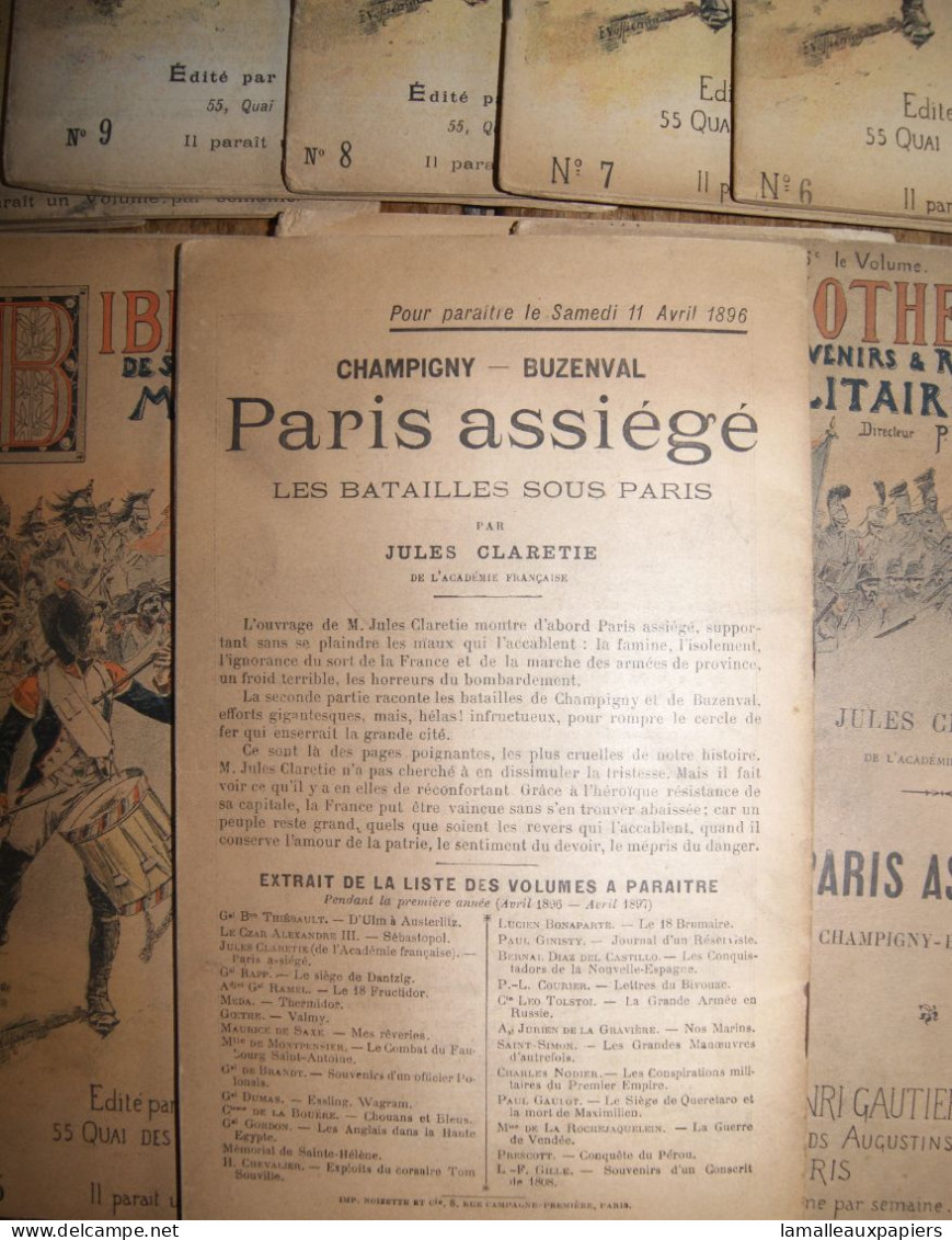 Lot De 14 Numéros De La Bibliothèque Des Souvenirs Et Récits Militaires (1896-97) - Francese