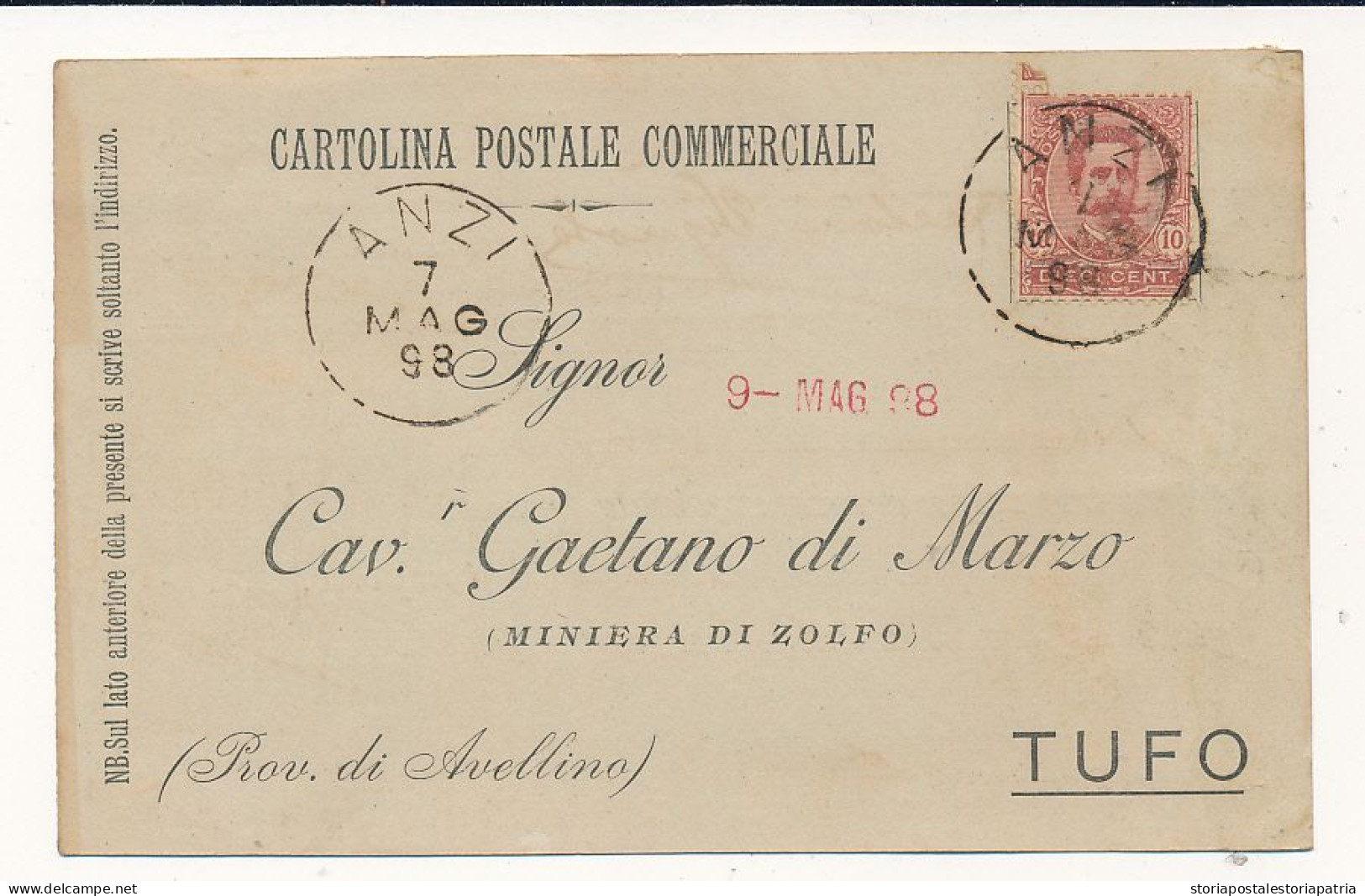 1898 ANZI CERCHIO GRANDE - Poststempel