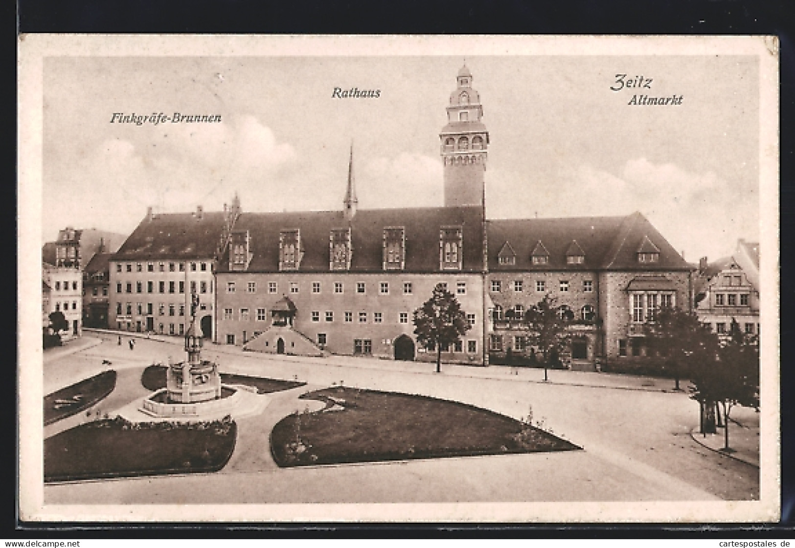 AK Zeitz, Rathaus, Altmarkt, Finkgräfe-Brunnen  - Zeitz