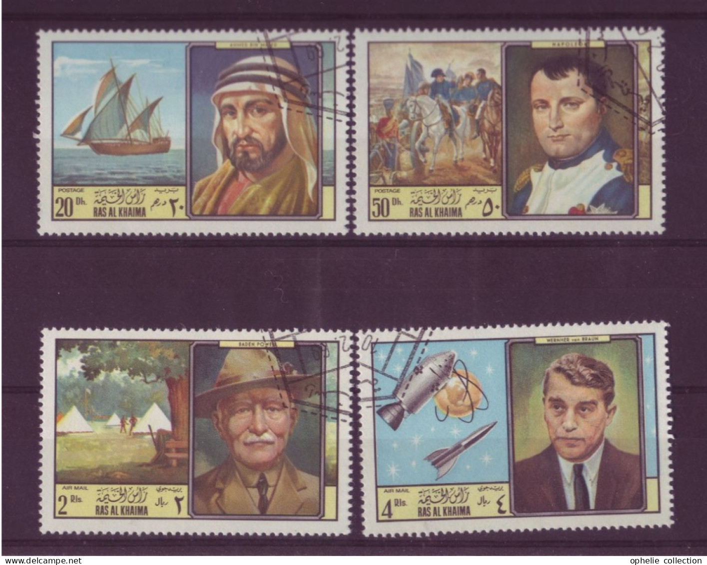 Asie - Ras-El-Kheima - Célébrités - 4 Timbres Différents - 6907 - Ras Al-Khaima