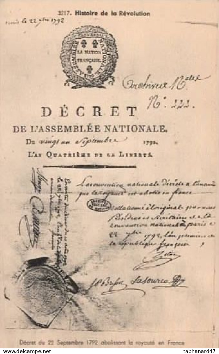 . Histoire De La Révolution . DÉCRET De L'Assemblé Nationale (1792) . - Historia