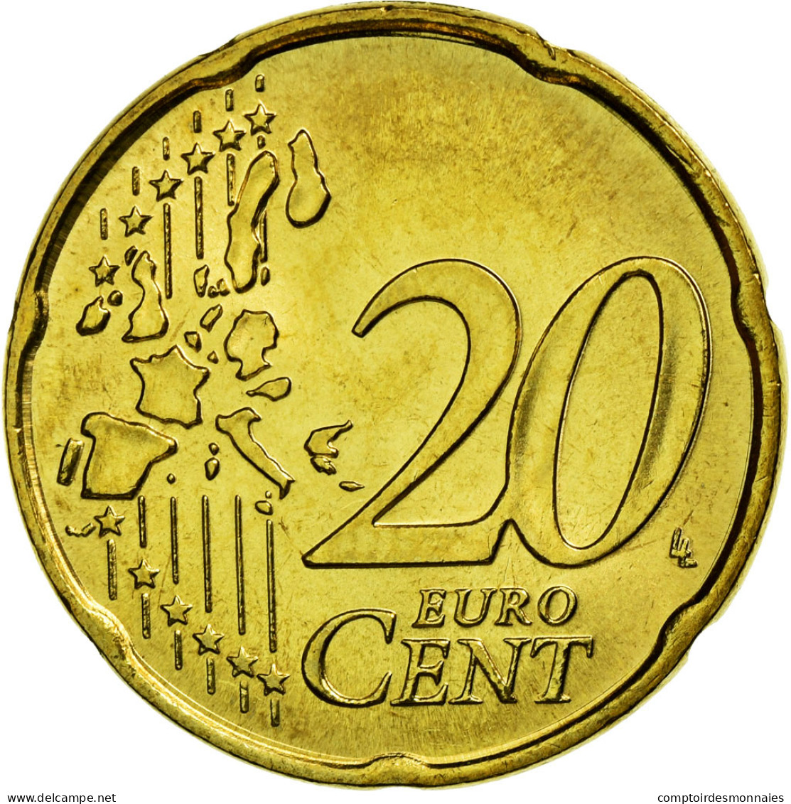 Italie, 20 Euro Cent, 2002, SPL, Laiton, KM:214 - Italia