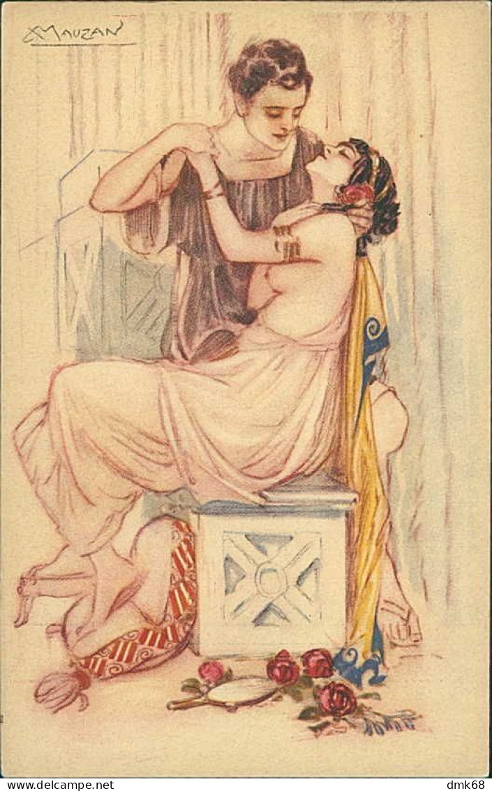 MAUZAN  SIGNED 1910s POSTCARD - COUPLE KISSING - N. 248/5 (5500) - Mauzan, L.A.