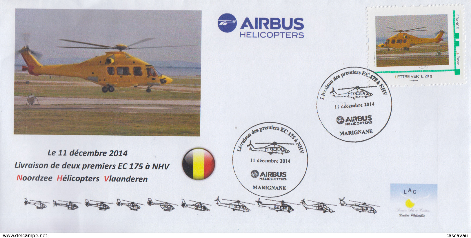 Enveloppe    FRANCE    AIRBUS    HELICOPTERS    Livraison  Des  2  Premiers  EC 175  à  NHV    MARIGNANE    2014 - Hubschrauber