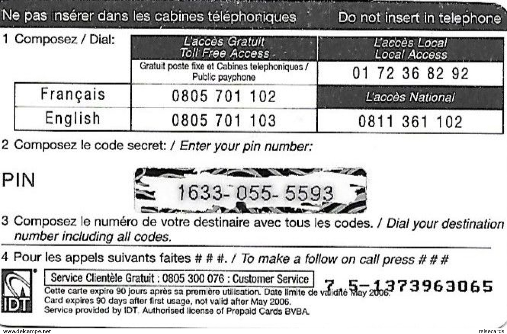 France: Prepaid IDT Africa Carte 05.06 - Other & Unclassified