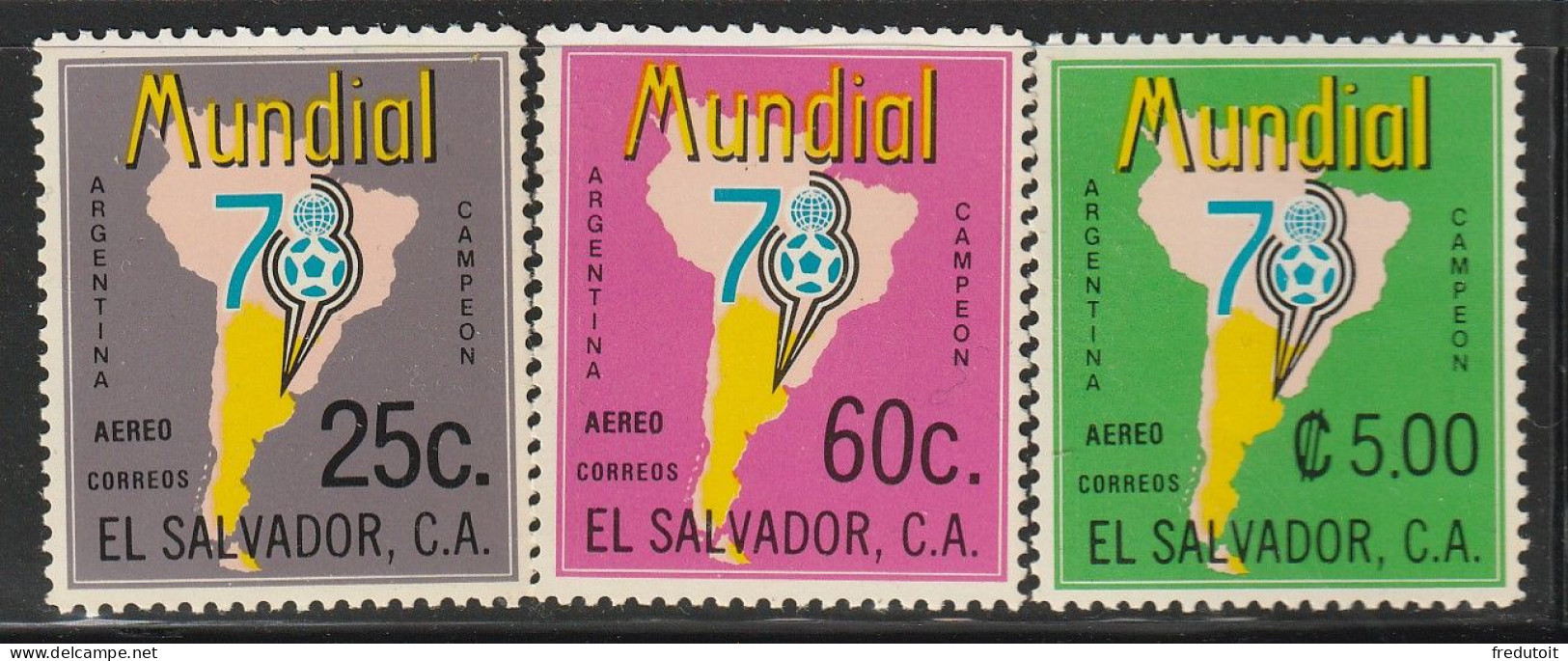 SALVADOR - P.A N°406/8 ** (1978) Football "Argentina'78" - El Salvador