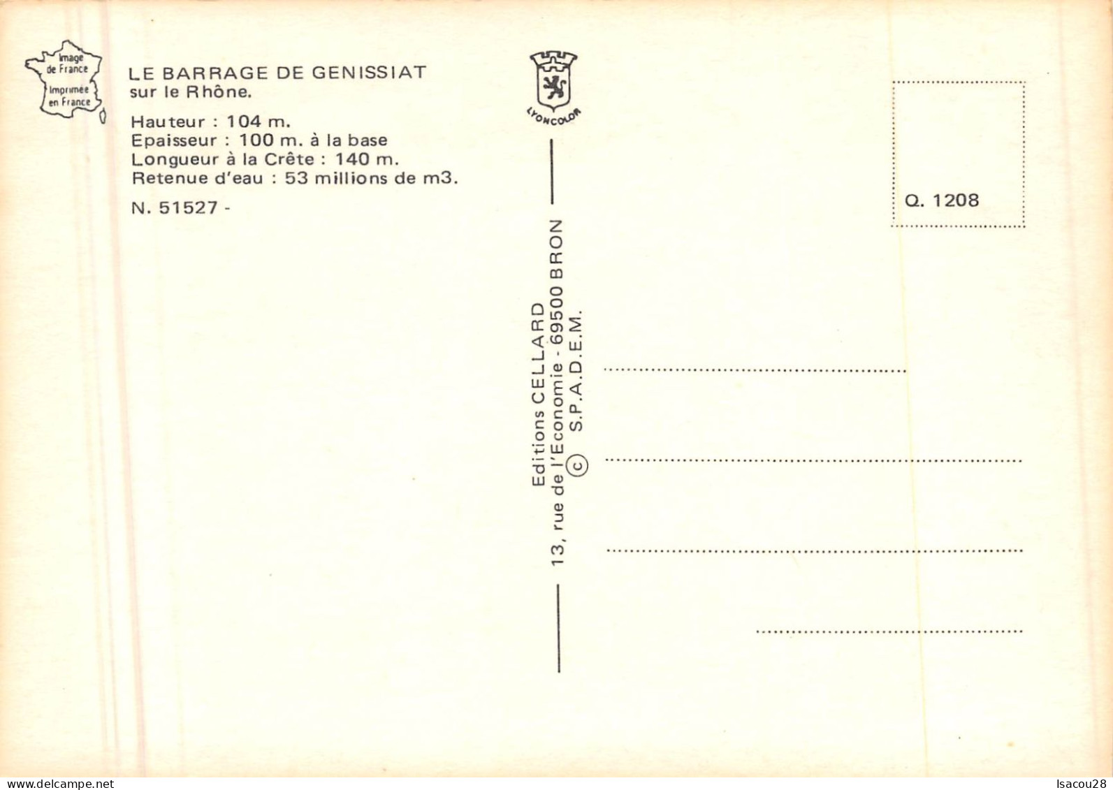 01 / 3 CP  / BARRAGE DE GENISSIAT / VOIR SCANS - Génissiat