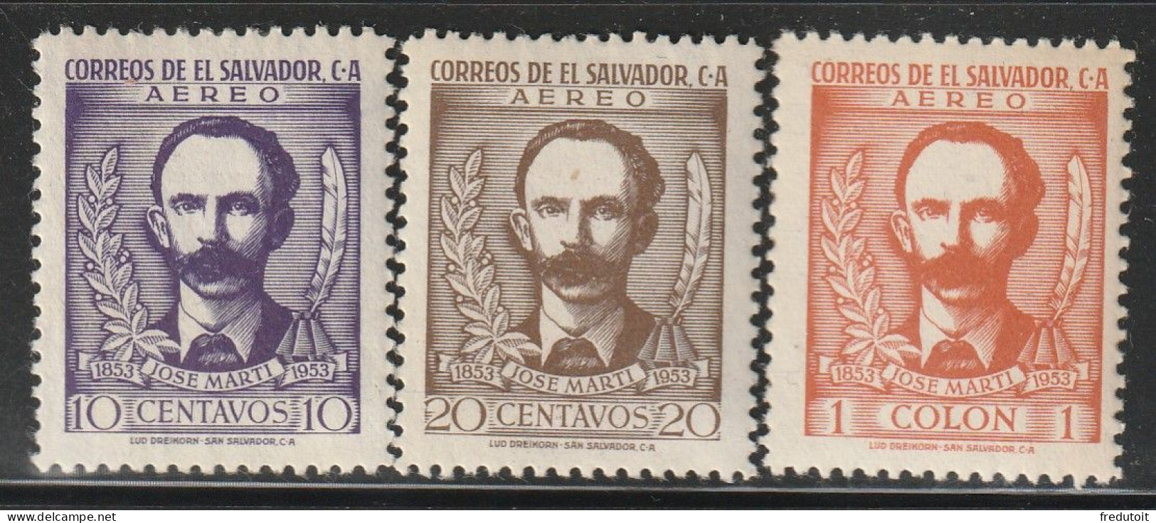 SALVADOR - P.A N°125/7 ** (1953) José Marti - El Salvador