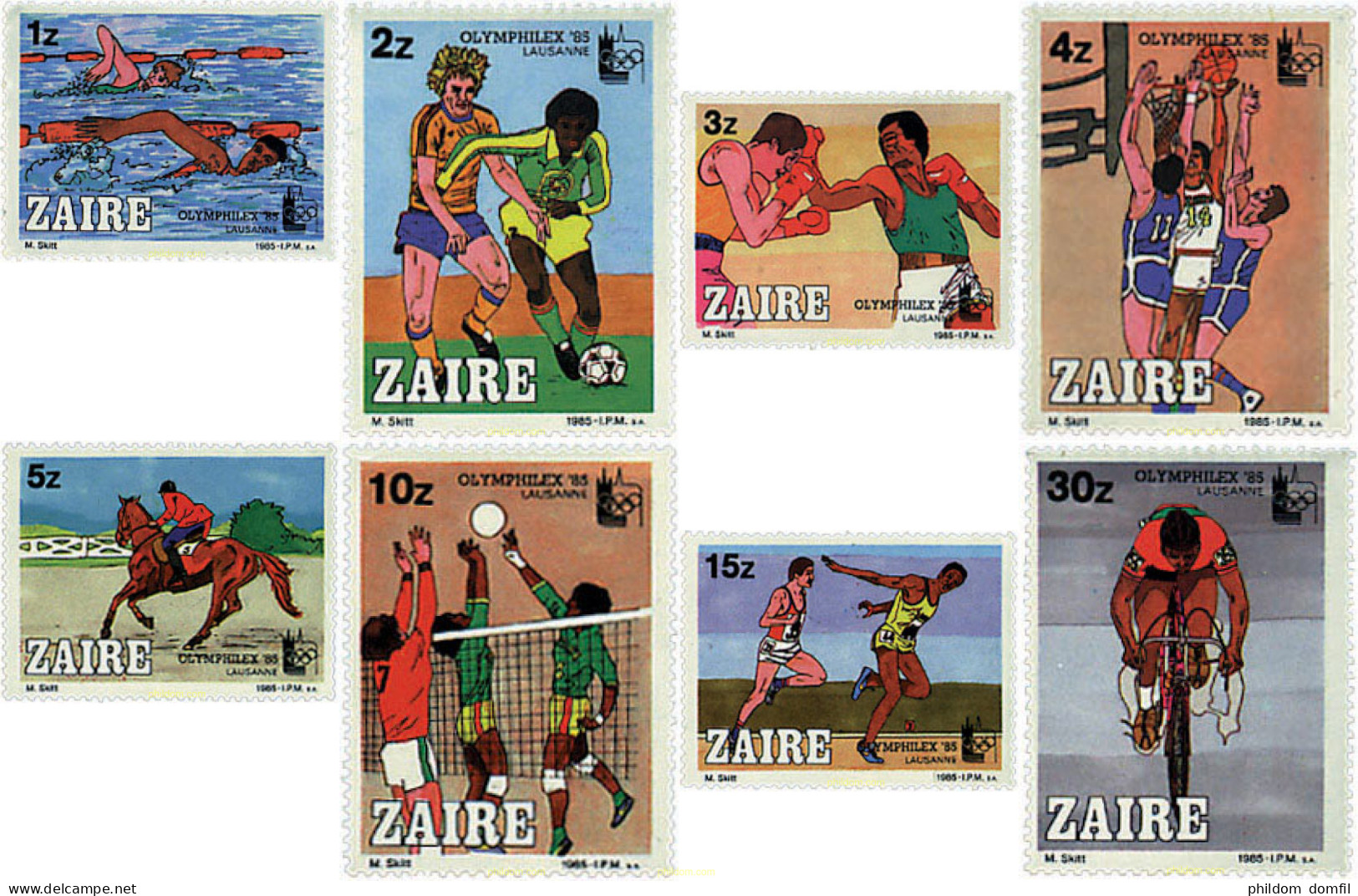 729267 HINGED ZAIRE 1985 OLYMPHILEX 85. EXPOSICION INTERNACIONAL DE FILATELICA OLIMPICA - Unused Stamps