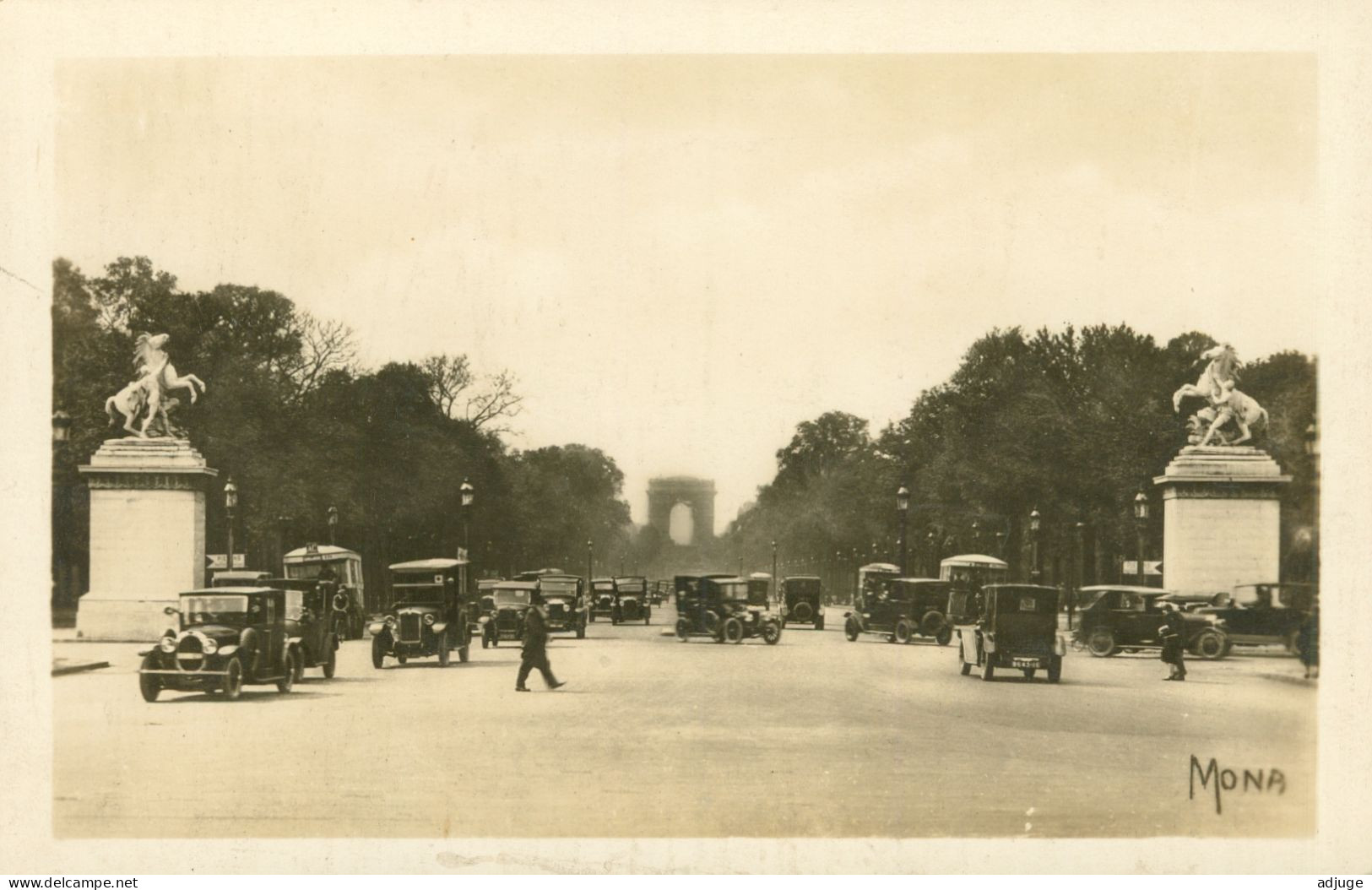 CPA - Av. Des Champs Elysées Et Chevaux De Marly - "Petits Tableaux De Paris" Edit. MONA - Champs-Elysées