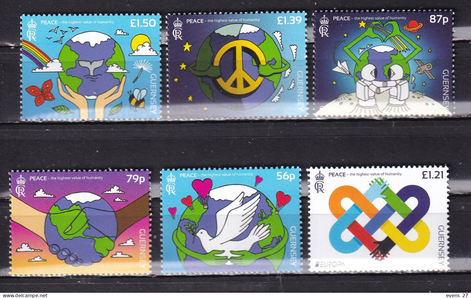 GUERNSEY-2023-PEACE EUROPA-BELOW FV-MNH - Guernesey