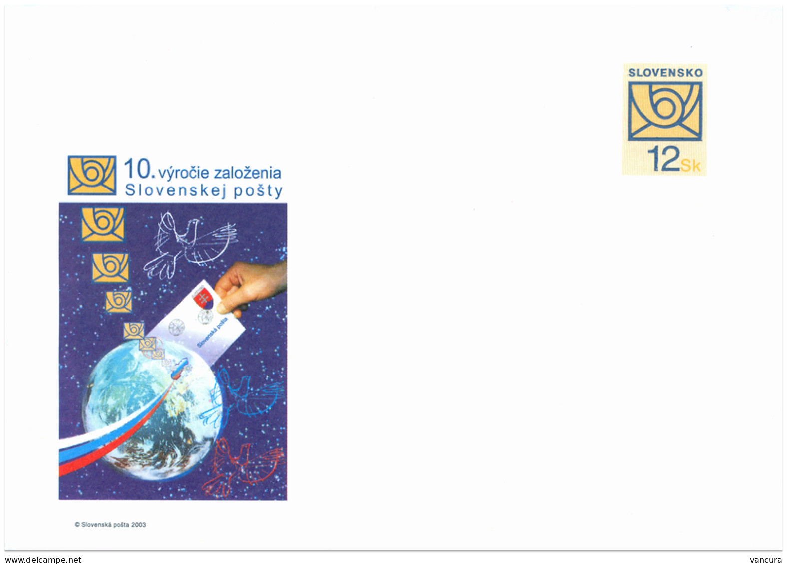 COB 59 Slovakia 10. Anniversary Of Slovak Post 2003 - Sobres