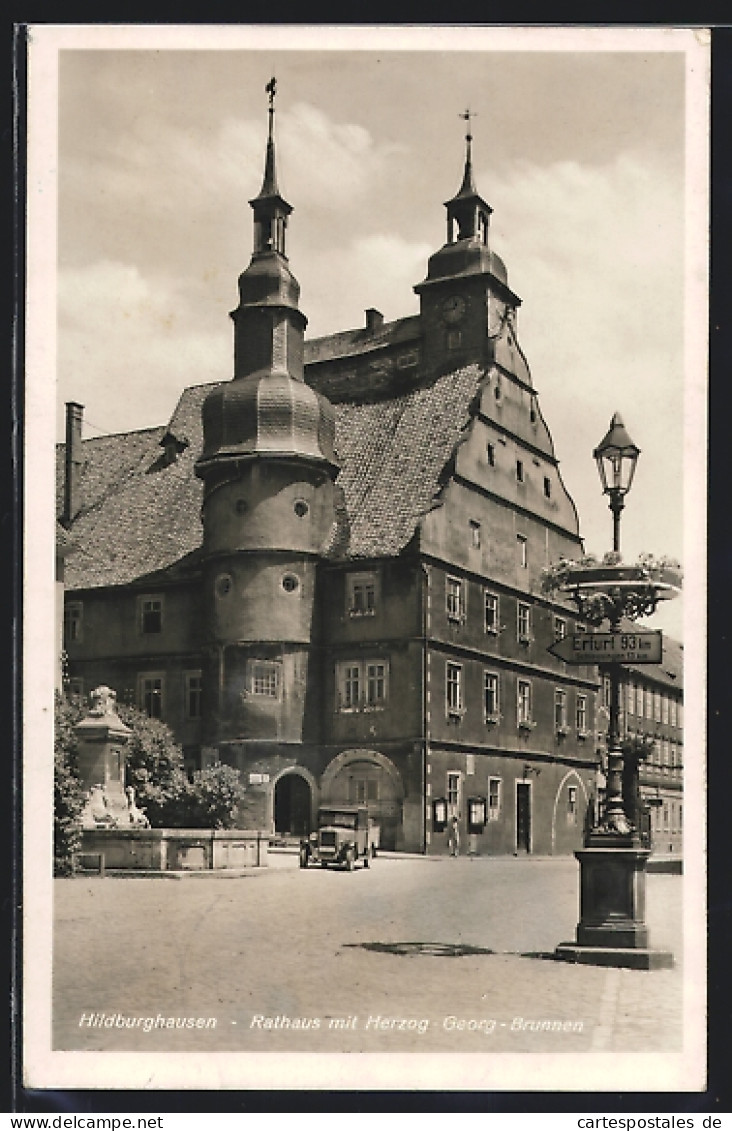 AK Hildburghausen, Rathaus Mit Herzog-Georg-Brunnen  - Hildburghausen