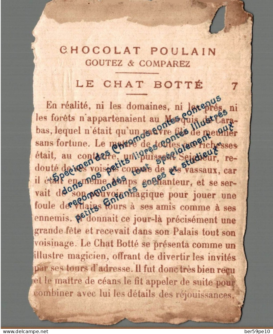 CHROMO CHOCOLAT POULAIN N°7 LE CHAT BOTTE - Poulain