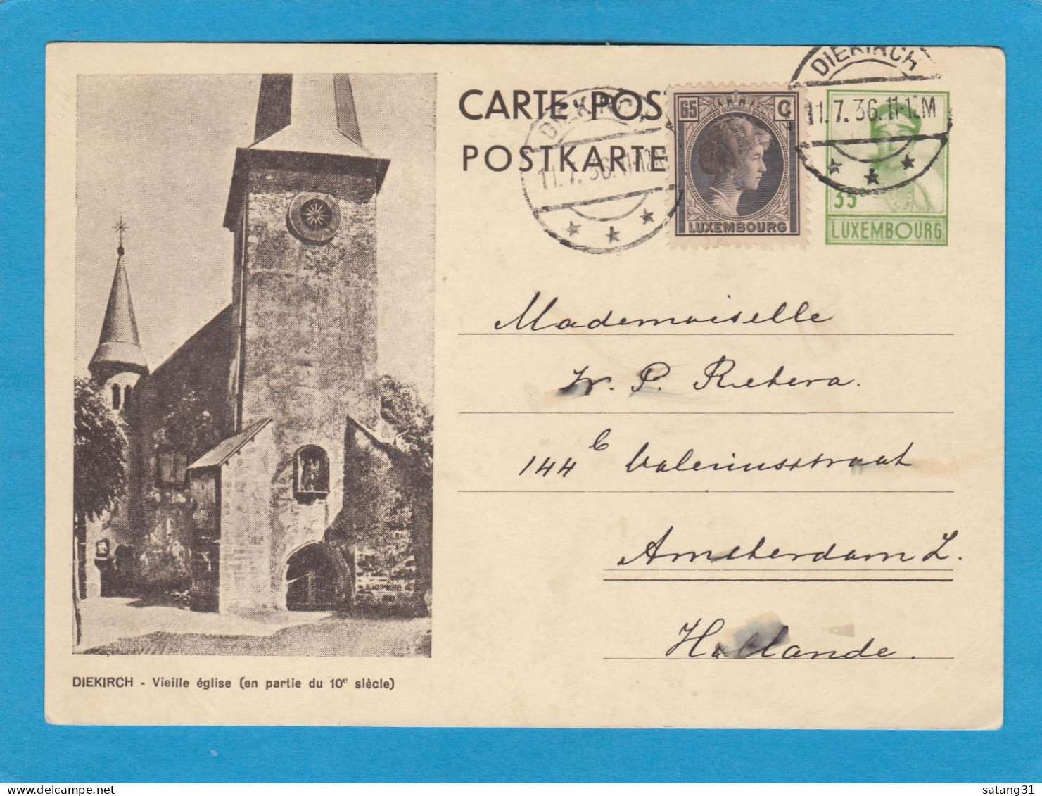 ENTIER POSTAL AVEC VUE ET CACHET DE DIEKIRCH. - Stamped Stationery