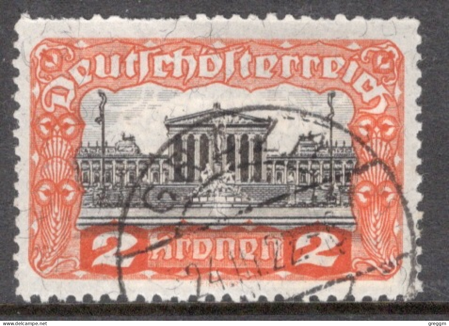 Austria 1919 Single Stamp Showing Parliament Building, Vienna In Fine Used - Gebraucht