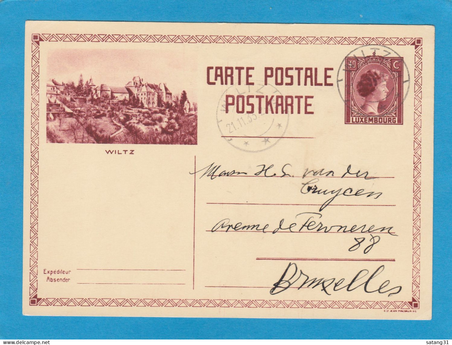 ENTIER POSTAL AVEC VUE ET CACHET DE WILTZ. - Enteros Postales