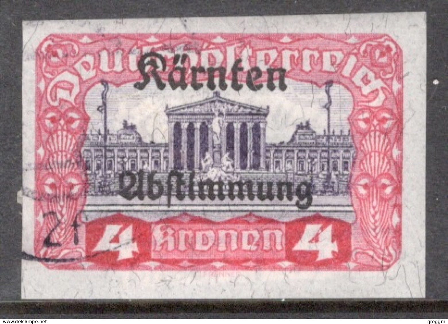 Austria 1920 Single Stamp Showing Overprinted "Kärnten Abstimmung" - Referendum In Carinthia In Fine Used - Gebraucht