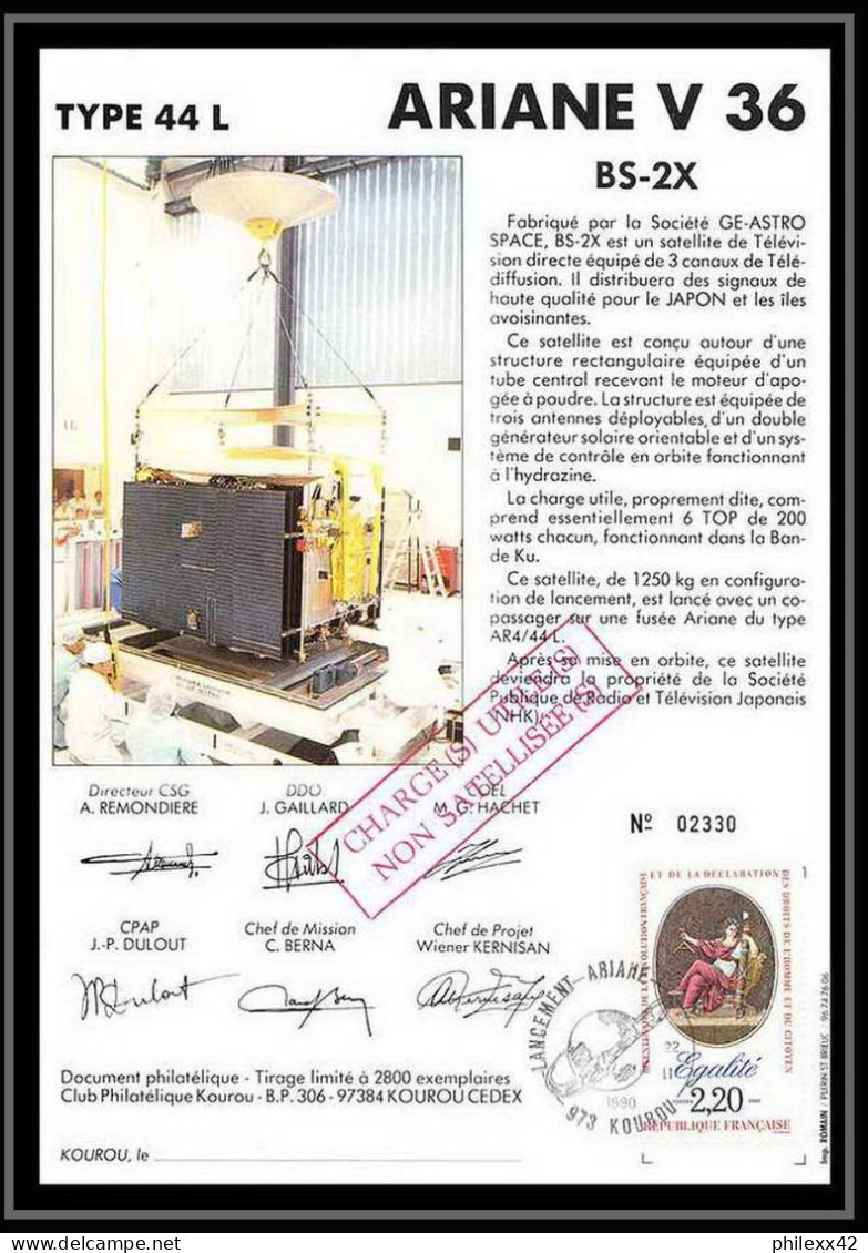 12118 Ariane 44l V 36 1990 Lot De 2 France Espace Signé Signed Autograph France Espace Espace Space Lettre Cover - Europa