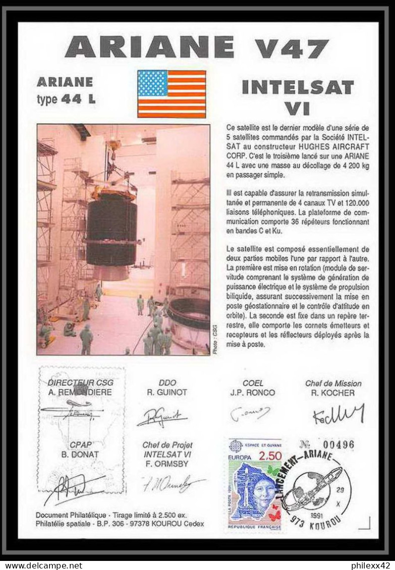 12129 Ariane 44p V 46 1991 Anik E1 Lot De 2 France Espace Signé Signed Autograph Espace Space Lettre Cover - Europe