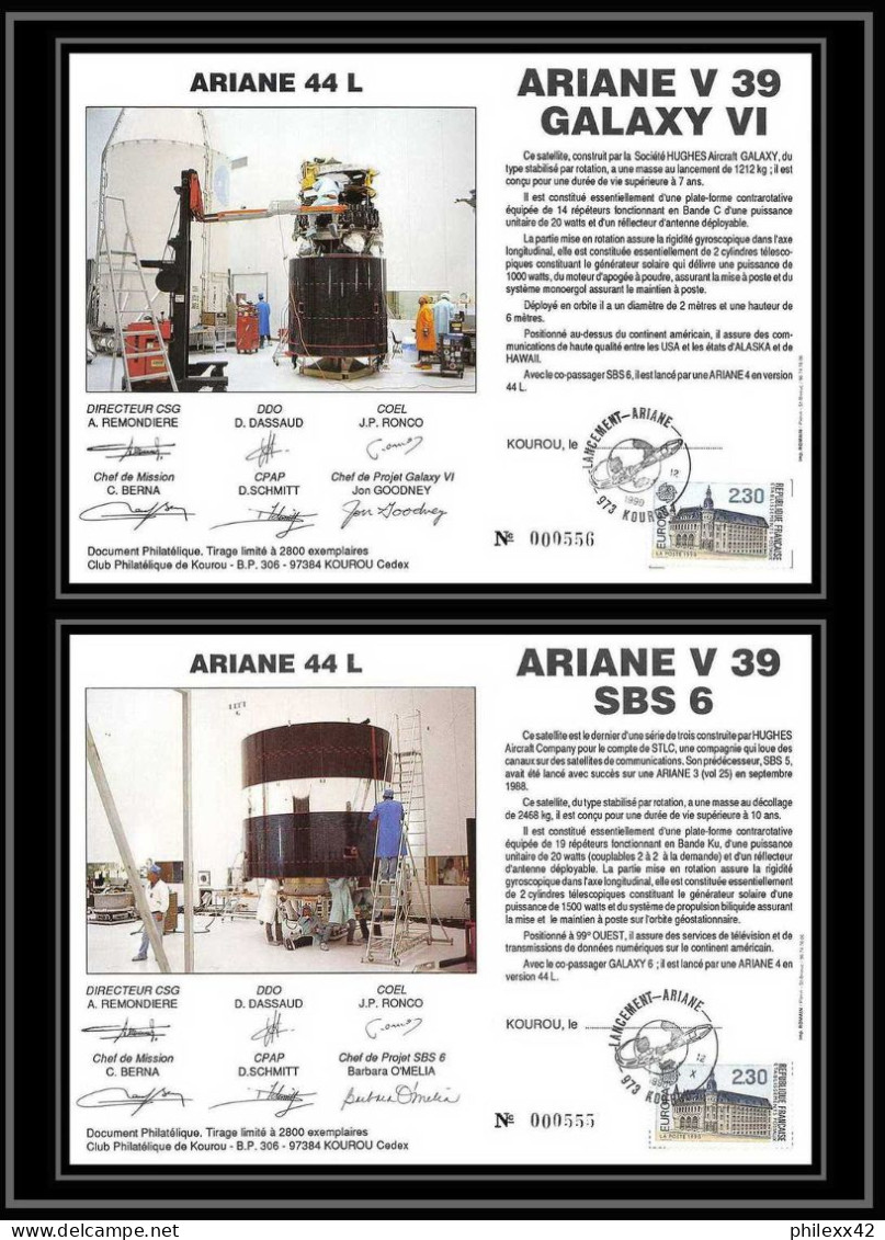 12121 Ariane 44l V 39 1990 Lot De 2 France Espace Signé Signed Autograph Espace Space Lettre Cover - Europe