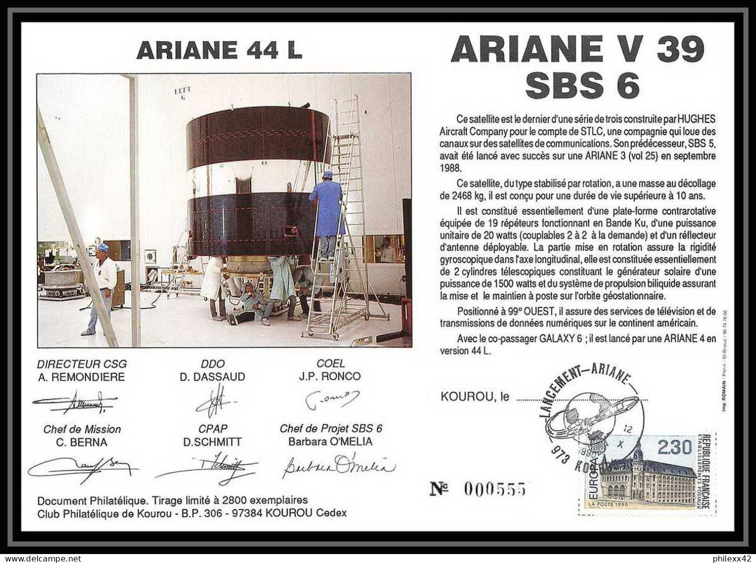 12121 Ariane 44l V 39 1990 Lot De 2 France Espace Signé Signed Autograph Espace Space Lettre Cover - Europa