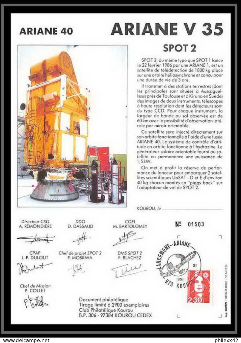 12117 Ariane 5 40l V 35 1990 Lot De 3 France Espace Signé Signed Autograph Espace Space Lettre Cover - Europe
