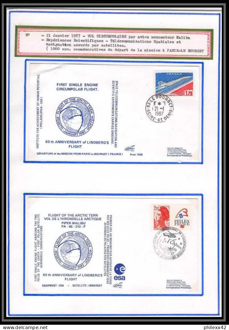 12081 Tirage 1000 Lollini Vol Circumpolaire Circumpolar Piper Malibu 1987 France Espace (space Raumfahrt) Lettre Cover - Europe