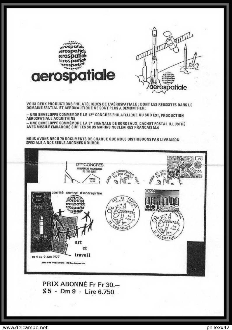 12095 Aerospaciale 1977 Tirage 70 Lot De 2 France Espace Espace Space Lettre Cover - Europa