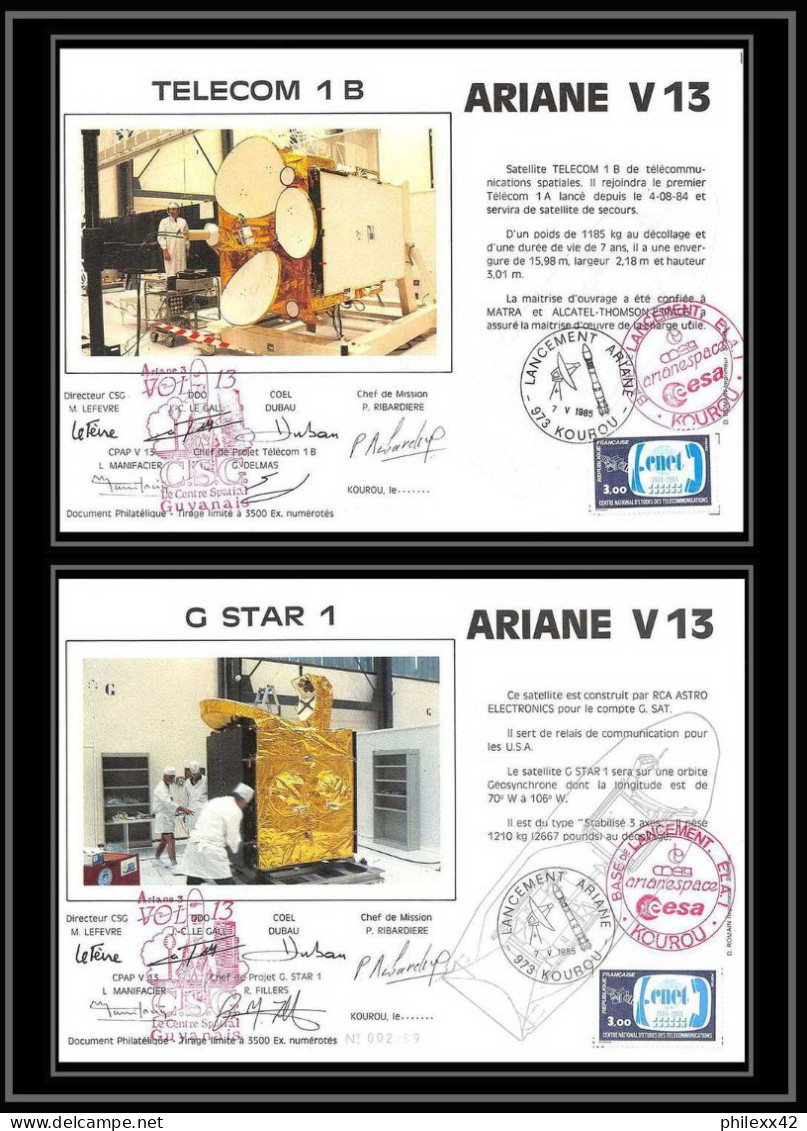 12099 Ariane V 13 1985 Telecom 1b Gstar 1 Lot De 2 Signé Signed Autograph France Espace Espace Space Lettre Cover - Europe