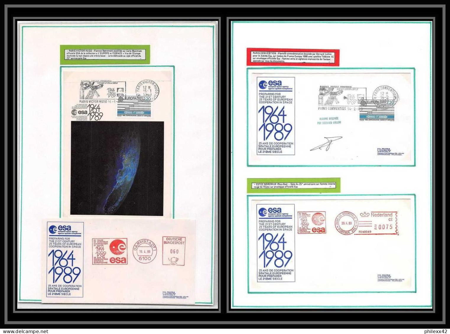 12091 1964 1989 25 Ans De Coopération Signé Netherlands France Allemagne Germany Espace (space Raumfahrt) Lettre - Europa