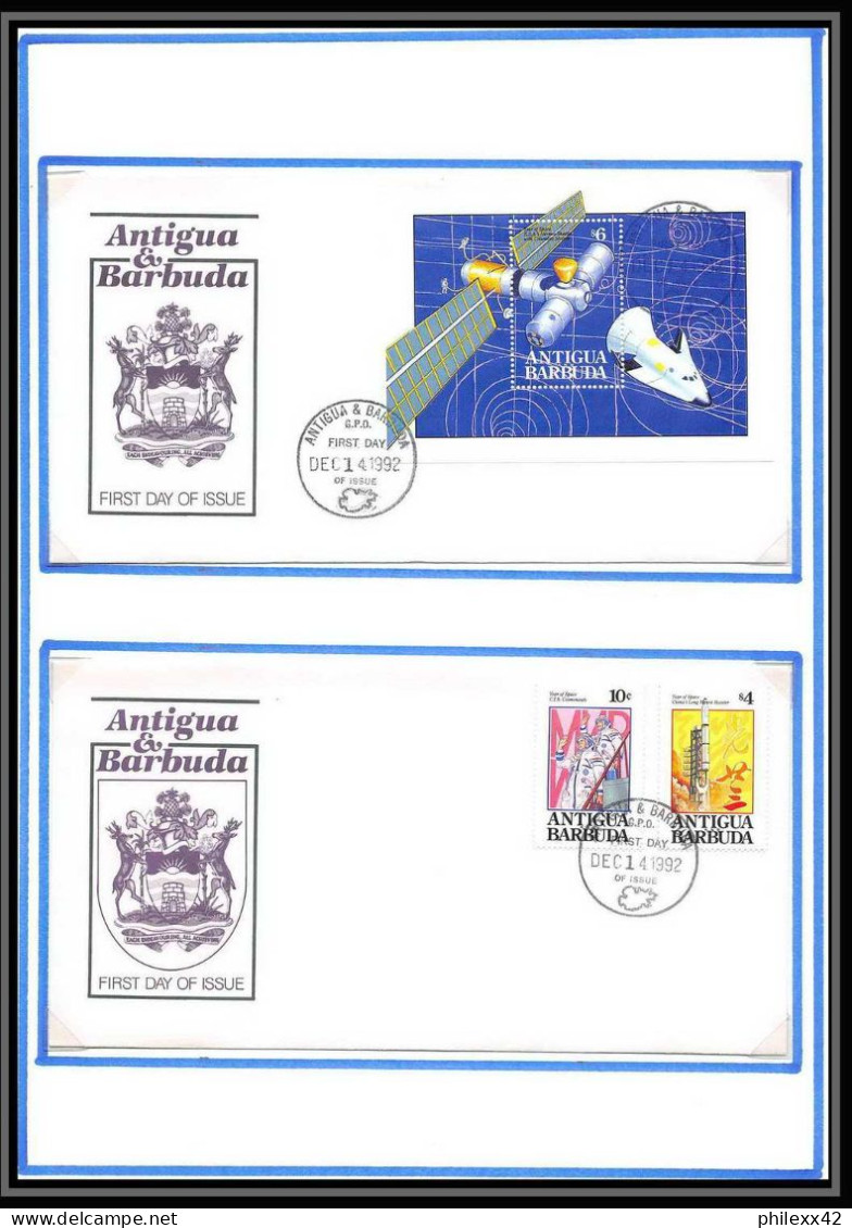 12055 2 Fdc (premier Jour) 1992 Space Year Antigua Barbuda Espace (space Raumfahrt) Lettre (cover Briefe) - Sud America