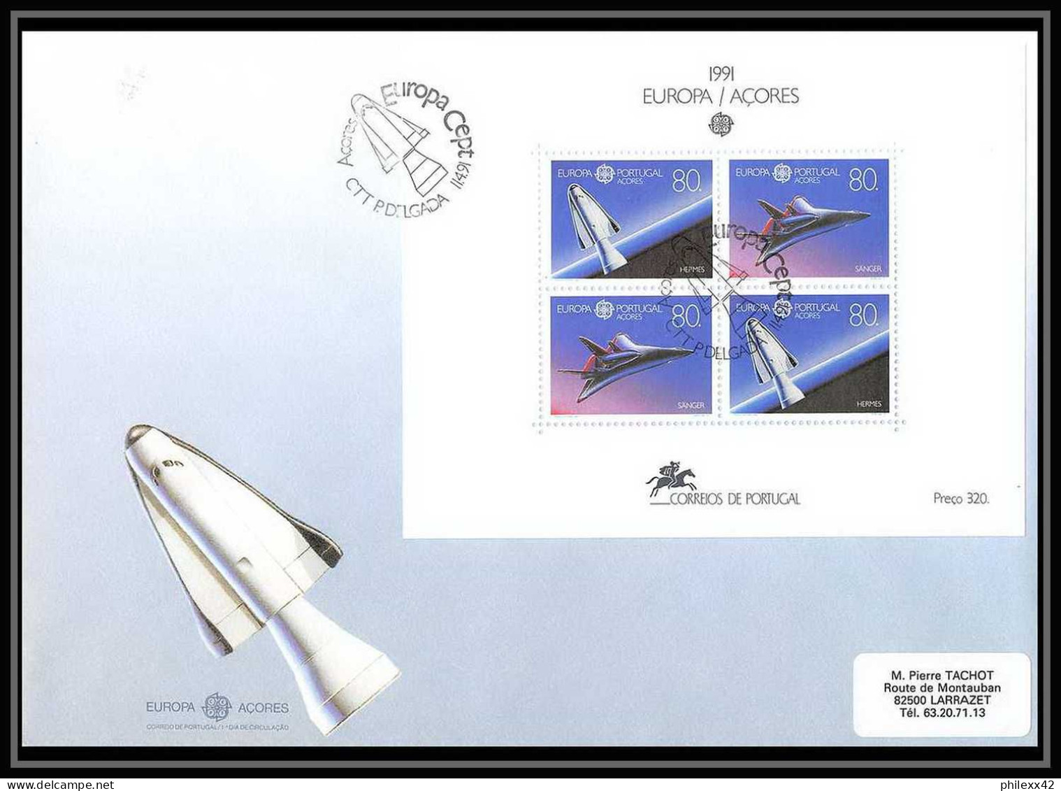 12041 Europe Europa 1991 Portugal Acores Espace (space Raumfahrt) Lettre (cover Briefe) - Europa