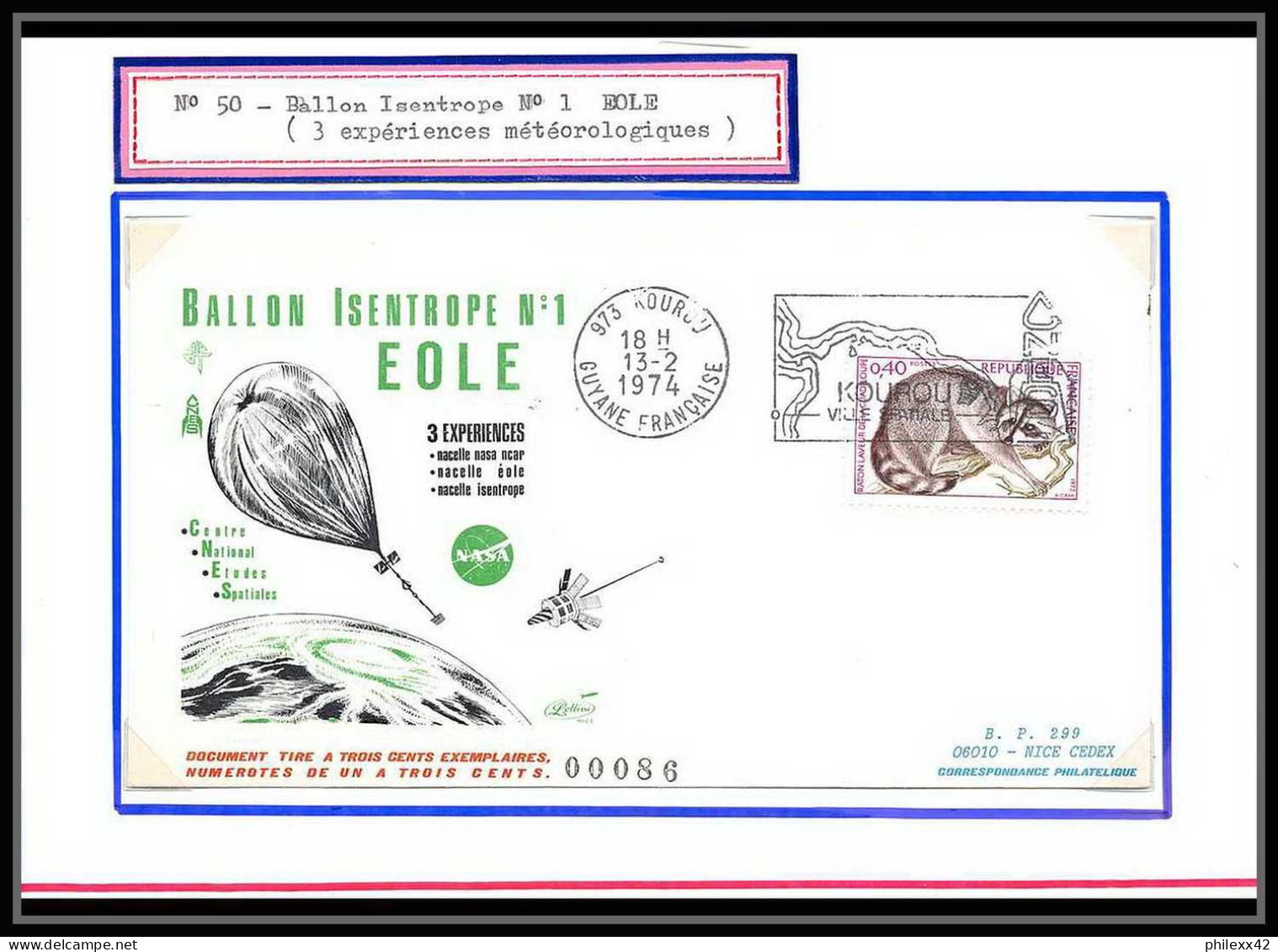 12020 Tirage 300 Lollini 50 Ballon Isentrope N°1 Eole 1974 France Espace (space Raumfahrt) Lettre (cover Briefe) - Europe