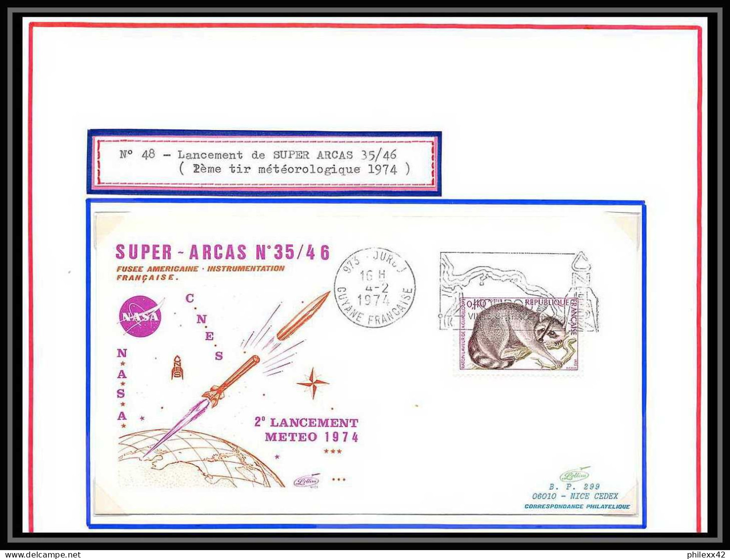 12019 Lollini 48 Super Arcas 35/46 1974 France Espace (space Raumfahrt) Lettre (cover Briefe) - Europe