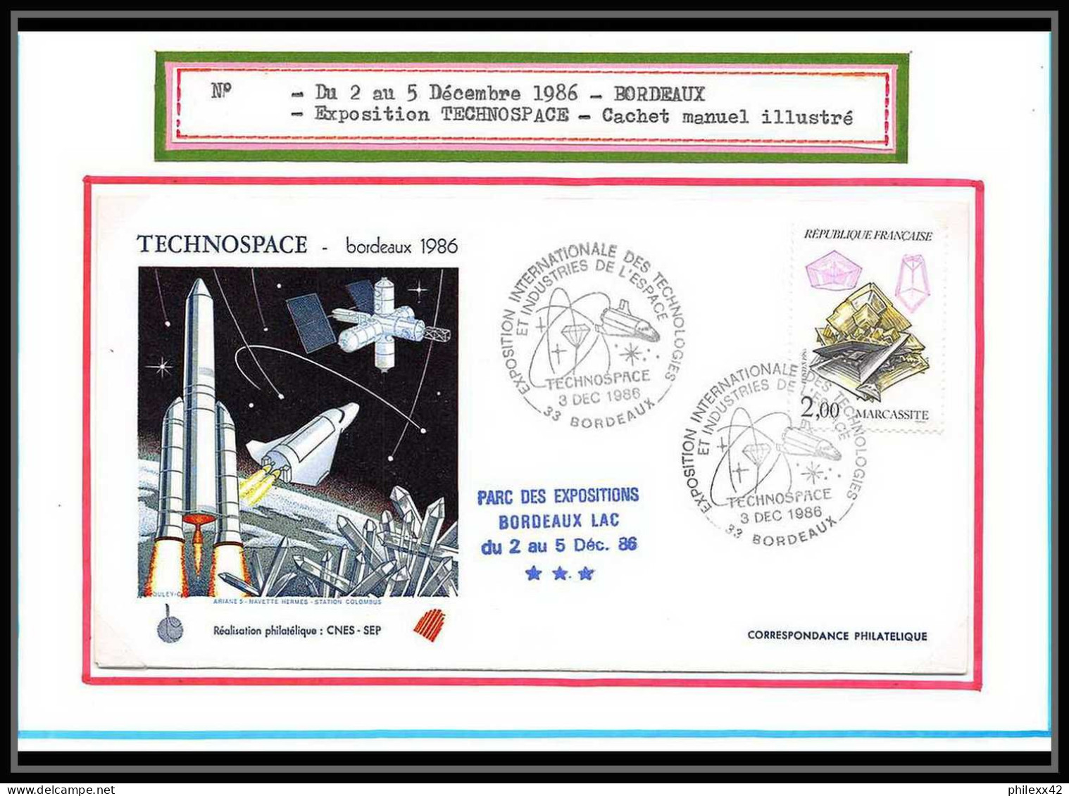 12028 TECHNOSPACE BORDEAUX 1986 CNES SEP France Espace (space Raumfahrt) Lettre (cover Briefe) - Europe