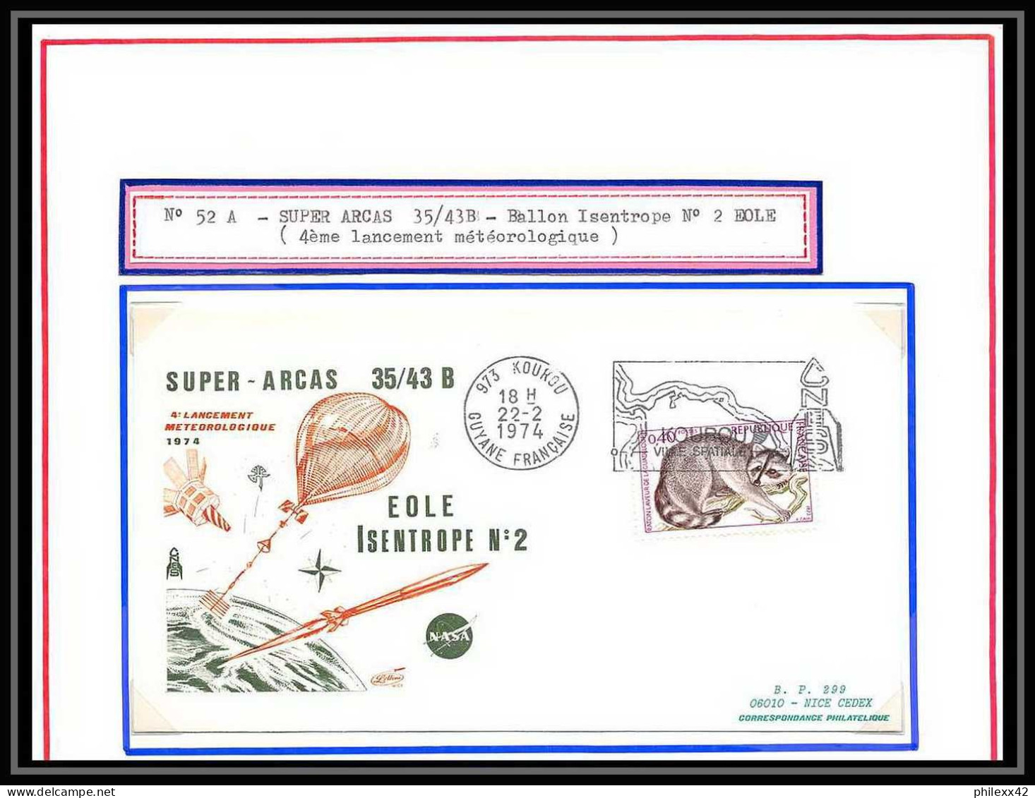 12021 Tirage 300 Lollini 52a Ballon Isentrope N°2 Eole 1974 France Espace (space Raumfahrt) Lettre (cover Briefe) - Europa