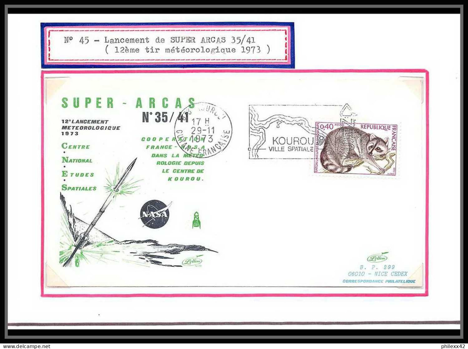 12016 Lollini 45 Super Arcas 35/41 1973 France Espace (space Raumfahrt) Lettre (cover Briefe) - Europa