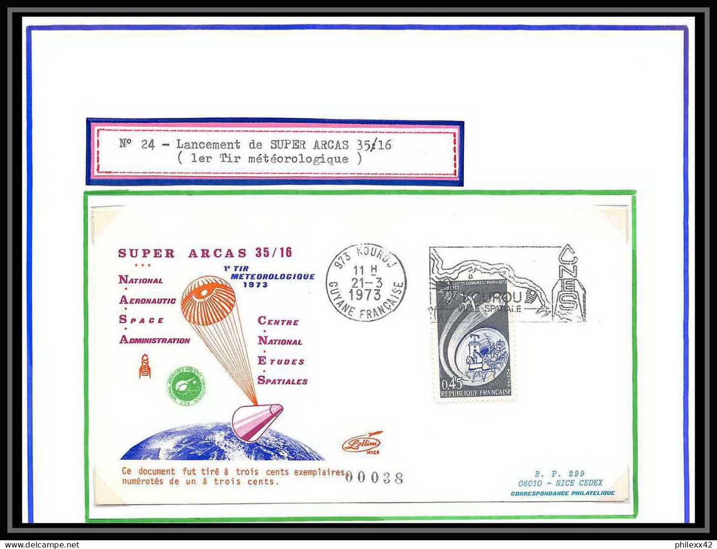 12009 Tirage 300 Lollini 24 Super Arcas 35/16 1973 France Espace (space Raumfahrt) Lettre (cover Briefe) - Europa