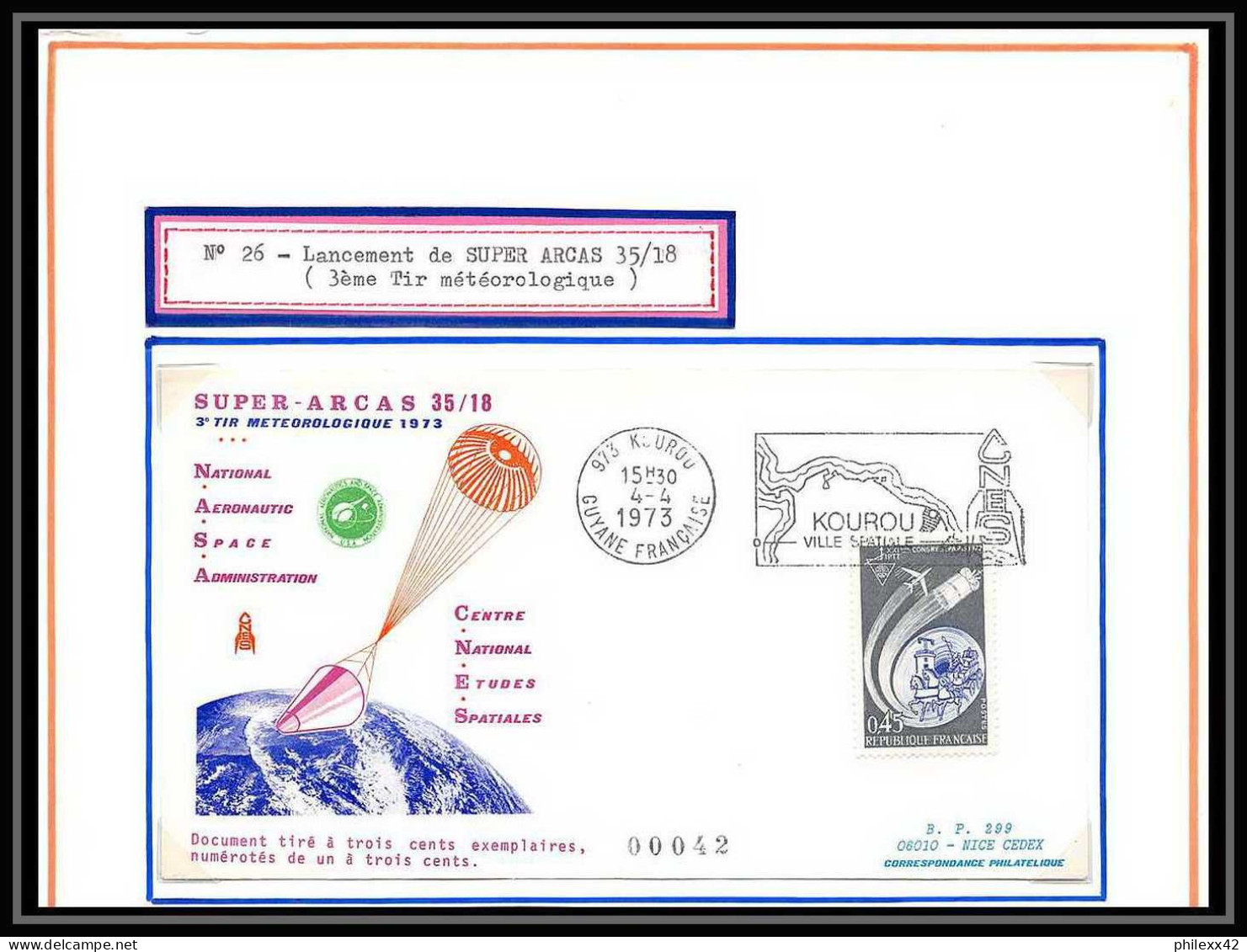 12011 Tirage 300 Lollini 26 Super Arcas 35/18 1973 France Espace (space Raumfahrt) Lettre (cover Briefe) - Europe