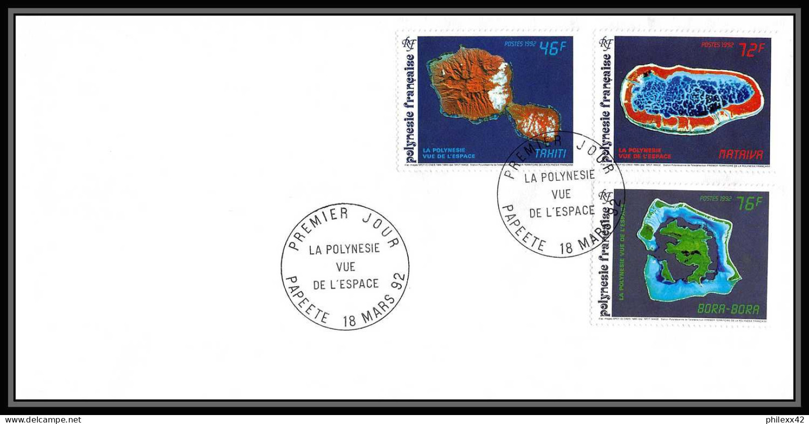 11998 Polynesie Vue De L'espace 1992 (Polynesia) Espace (space Raumfahrt) Lettre (cover Briefe) - Oceanië